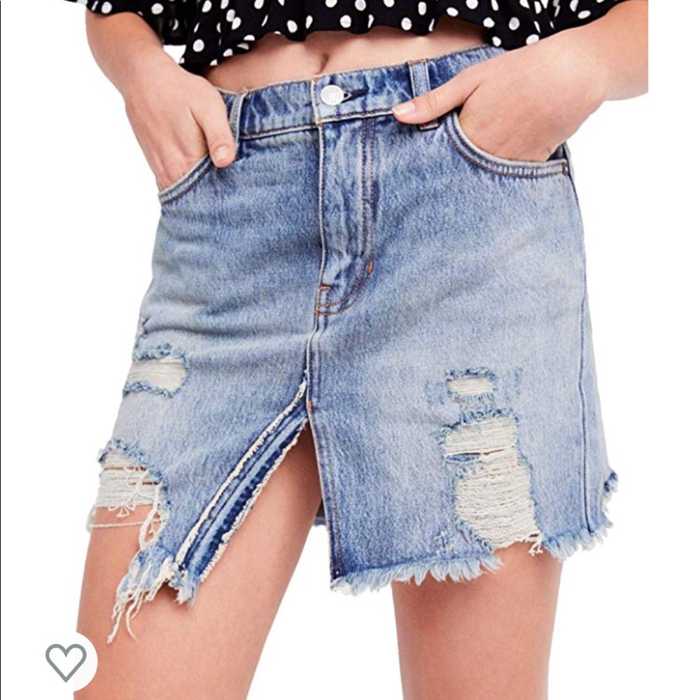 Free people distressed denim skirt 28